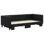 vidaXL Pat de zi cu extensie, negru, 90x200 cm, textil