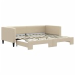 vidaXL Pat de zi cu extensie, crem, 90x200 cm, textil vidaXL Pat de zi cu extensie, crem, 90x200 cm, textil