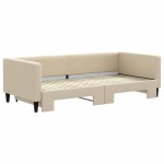 vidaXL Pat de zi cu extensie, crem, 90x200 cm, textil vidaXL Pat de zi cu extensie, crem, 90x200 cm, textil