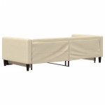 vidaXL Pat de zi cu extensie, crem, 90x200 cm, textil vidaXL Pat de zi cu extensie, crem, 90x200 cm, textil