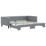vidaXL Pat de zi cu extensie, gri deschis, 100x200 cm, textil vidaXL Pat de zi cu extensie, gri deschis, 100x200 cm, textil