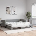 vidaXL Pat de zi cu extensie, gri deschis, 100x200 cm, textil vidaXL Pat de zi cu extensie, gri deschis, 100x200 cm, textil