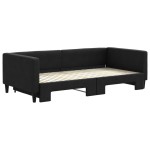 vidaXL Pat de zi cu extensie, negru, 100x200 cm, textil
