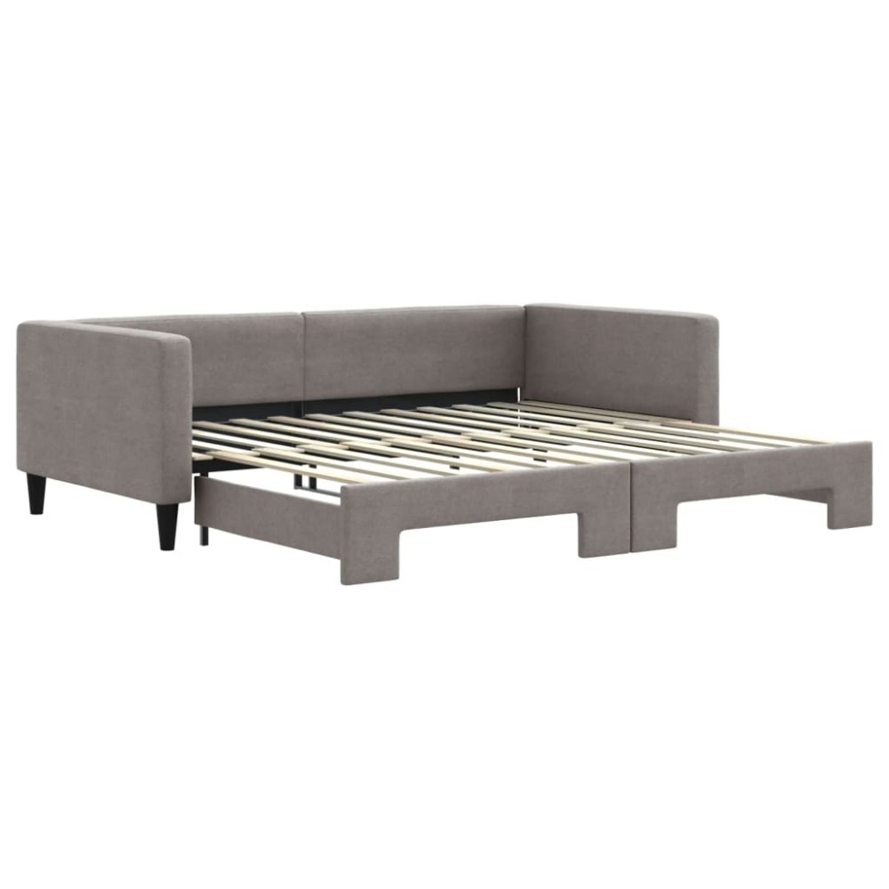 vidaXL Pat de zi cu extensie, gri taupe, 100x200 cm, textil