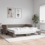 vidaXL Pat de zi cu extensie, gri taupe, 100x200 cm, textil vidaXL Pat de zi cu extensie, gri taupe, 100x200 cm, textil