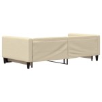 vidaXL Pat de zi cu extensie, crem, 100x200 cm, textil vidaXL Pat de zi cu extensie, crem, 100x200 cm, textil
