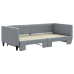 vidaXL Pat de zi cu extensie, gri deschis, 90x190 cm, textil vidaXL Pat de zi cu extensie, gri deschis, 90x190 cm, textil