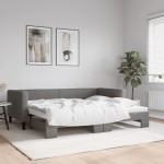 vidaXL Pat de zi cu extensie, gri închis, 90x190 cm, textil vidaXL Pat de zi cu extensie, gri închis, 90x190 cm, textil