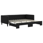 vidaXL Pat de zi cu extensie, negru, 90x190 cm, textil vidaXL Pat de zi cu extensie, negru, 90x190 cm, textil