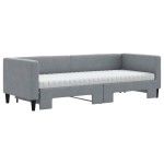 vidaXL Pat de zi cu extensie și saltele, gri deschis, 80x200 cm textil vidaXL Pat de zi cu extensie și saltele, gri deschis, 80x200 cm textil