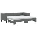 vidaXL Pat de zi cu extensie și saltele, gri închis, 80x200 cm, textil