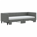 vidaXL Pat de zi cu extensie și saltele, gri închis, 80x200 cm, textil