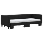 vidaXL Pat de zi cu extensie și saltele, negru, 80x200 cm, textil