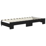 vidaXL Pat de zi cu extensie și saltele, negru, 80x200 cm, textil