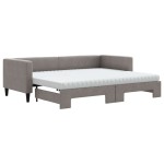 vidaXL Pat de zi cu extensie și saltele, gri taupe, 80x200 cm, textil