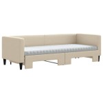 vidaXL Pat de zi cu extensie și saltele, crem, 80x200 cm, textil vidaXL Pat de zi cu extensie și saltele, crem, 80x200 cm, textil