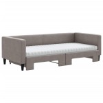 vidaXL Pat de zi cu extensie și saltele, gri taupe, 90x200 cm, textil