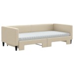 vidaXL Pat de zi cu extensie și saltele, crem, 90x200 cm, textil