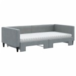 vidaXL Pat de zi cu extensie și saltele, gri deschis 100x200 cm textil