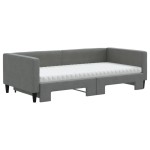 vidaXL Pat de zi cu extensie și saltele, gri închis, 100x200 cm textil vidaXL Pat de zi cu extensie și saltele, gri închis, 100x200 cm textil