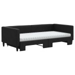 vidaXL Pat de zi cu extensie și saltele, negru, 100x200 cm, textil