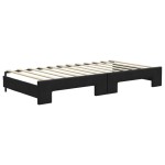 vidaXL Pat de zi cu extensie și saltele, negru, 100x200 cm, textil
