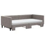 vidaXL Pat de zi cu extensie și saltele, gri taupe, 100x200 cm, textil vidaXL Pat de zi cu extensie și saltele, gri taupe, 100x200 cm, textil