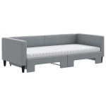 vidaXL Pat de zi cu extensie și saltele, gri deschis 90x190 cm textil vidaXL Pat de zi cu extensie și saltele, gri deschis 90x190 cm textil