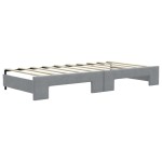 vidaXL Pat de zi cu extensie și saltele, gri deschis 90x190 cm textil vidaXL Pat de zi cu extensie și saltele, gri deschis 90x190 cm textil