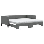 vidaXL Pat de zi cu extensie și saltele, gri închis, 90x190 cm, textil vidaXL Pat de zi cu extensie și saltele, gri închis, 90x190 cm, textil