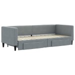 vidaXL Pat de zi cu extensie și sertare, gri deschis, 80x200 cm textil