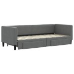 vidaXL Pat de zi cu extensie și sertare, gri închis, 80x200 cm textil