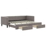 vidaXL Pat de zi cu extensie și sertare, gri taupe, 80x200 cm, textil