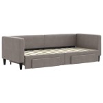 vidaXL Pat de zi cu extensie și sertare, gri taupe, 80x200 cm, textil