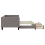 vidaXL Pat de zi cu extensie și sertare, gri taupe, 80x200 cm, textil