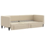 vidaXL Pat de zi cu extensie și sertare, crem, 80x200 cm, textil