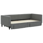 vidaXL Pat de zi cu extensie și sertare, gri închis, 90x200 cm textil