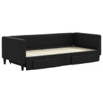 vidaXL Pat de zi cu extensie și sertare, negru, 90x200 cm, textil vidaXL Pat de zi cu extensie și sertare, negru, 90x200 cm, textil