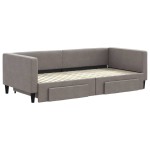 vidaXL Pat de zi cu extensie și sertare, gri taupe, 90x200 cm, textil