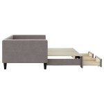 vidaXL Pat de zi cu extensie și sertare, gri taupe, 90x200 cm, textil