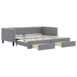 vidaXL Pat de zi cu extensie și sertare, gri deschis 100x200 cm textil vidaXL Pat de zi cu extensie și sertare, gri deschis 100x200 cm textil