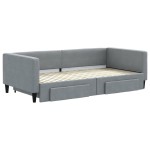 vidaXL Pat de zi cu extensie și sertare, gri deschis 100x200 cm textil vidaXL Pat de zi cu extensie și sertare, gri deschis 100x200 cm textil