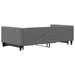 vidaXL Pat de zi cu extensie și sertare, gri închis, 100x200 cm textil