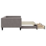 vidaXL Pat de zi cu extensie și sertare, gri taupe, 100x200 cm, textil