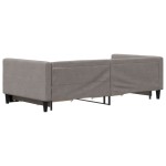 vidaXL Pat de zi cu extensie și sertare, gri taupe, 100x200 cm, textil