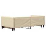 vidaXL Pat de zi cu extensie și sertare, crem, 100x200 cm, textil