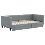 vidaXL Pat de zi cu extensie și sertare, gri deschis, 90x190cm, textil