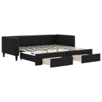 vidaXL Pat de zi cu extensie și sertare, negru, 90x190cm, textil vidaXL Pat de zi cu extensie și sertare, negru, 90x190cm, textil