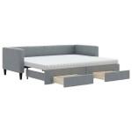 vidaXL Pat de zi cu extensie și sertare, gri deschis, 80x200 cm textil