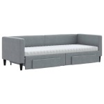 vidaXL Pat de zi cu extensie și sertare, gri deschis, 80x200 cm textil